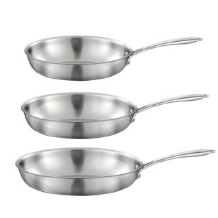 Gourmet - Lot De 3 Poêles Inox 24-28-32cm