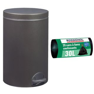 Poubelle De Cuisine à Pédale 20l Et 20 Sacs Poubelle 30l - Elora Rossignol