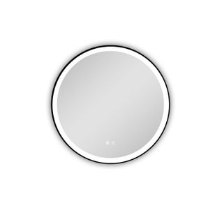 Miroir Salle De Bain LED Rond 80cm Avec Cadre Noir, Tricolore + Anti-buée + Mémoire + Dimmable