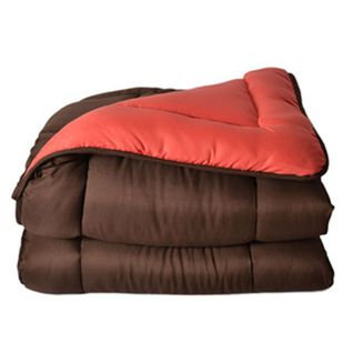 Couette Chaude Microfibre Bicolore 400 Gr/m2 - 140x200 Cm - Orange Corail