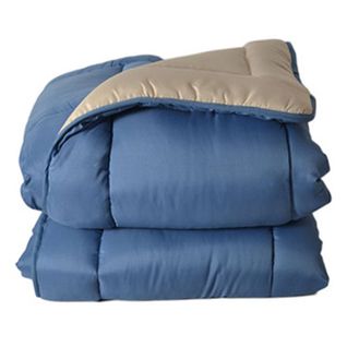 Couette Chaude Microfibre Bicolore 400 Gr/m2 - 240x220 Cm - Bleu Pétrole