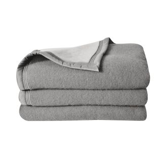 Couverture Laine Woolmark Double Face - 240x300 Cm - Gris Anthracite