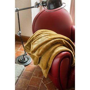 Plaid Double Face Fourrure Et Polaire - 150 X 200 Cm - Miel