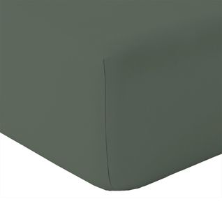 Drap Housse En Coton Lavé  - 80x200 Cm - Vert Foncé