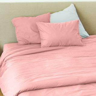 Drap Plat En Coton Lavé Cap Ferret - 180x290 Cm - Rose