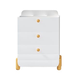 Table De Chevet Avec 3 Tiroirs, Tirette Silencieuse, Design Unique Et Minimaliste, Blanc