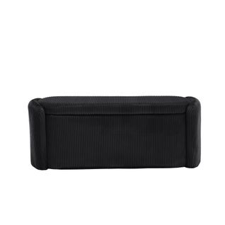 Banc De Lit Avec Coffre Moderne En Velours Rayé, Bout De Lit Pour Chambre à Coucher, Noir