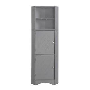 Meuble De Salle De Bains, Mobilier D'angle Avec Compartiments De Rangement 36,5x36,5x155cm, Gris
