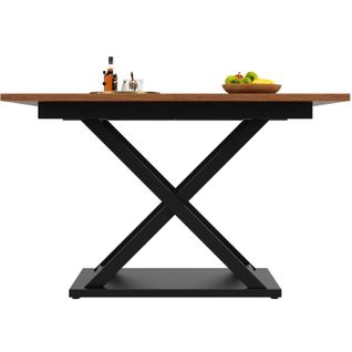 Table De Salle à Manger à Rallonge 120x80, Pieds En Fer Croisé Noir, Bois