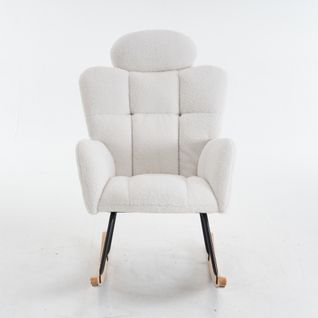 Fauteuil à Bascule Teddy Bear En Tissu, Tapisserie D'ameublement, Blanc