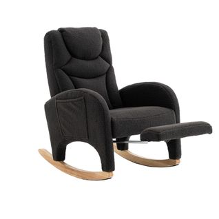 Fauteuil à Bascule Avec Accoudoirs En Fausse Fourrure, Gris