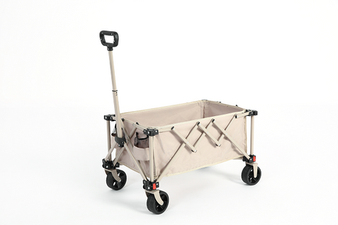 Chariot Pliant Avec Roues Tous Terrain Avec Tissu 600d Oxford, Capacité De 80 Litres, Beige