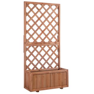 Jardinière En Bois Naturel 72.5x31.5x149.5cm, Pour Plantes Grimpantes Et Fleurs, Orange