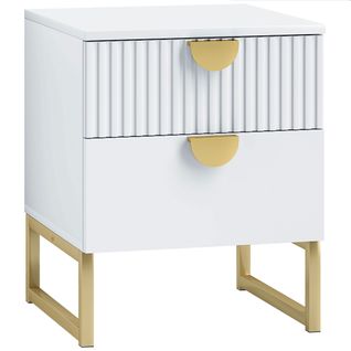 Chevet 40 X 40 X 50 Cm,avec 2 Tiroirs,mdf,blanc