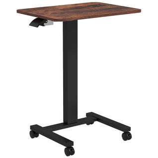 Table Pour Ordinateur Réglage Manuel En Hauteur, Avec 4 Roues Et Freins, 65cmx48cmx108cm, Marron