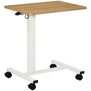 Table Pour Ordinateur Réglage Manuel En Hauteur, Avec 4 Roues Et Freins, 65cmx48cmx110cm, Marron