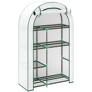 Serre Avec Porte Et Étagères En En Acier Pour Jardin Plantation Légumes Et Fleurs 100x45x160cm