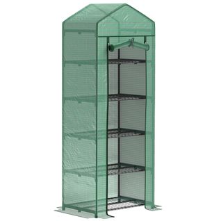 Serre Avec Porte Et Étagères En En Acier Pour Jardin Plantation Légumes Et Fleurs 169x49x193cm, Vert