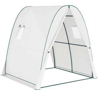 Serre Tunnel Haut Avec Porte, En Acier, Serre Pour Jardin Légumes, Fleurs 180x180x200cm, Blanc