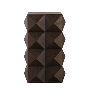 Bout De Canapé Rétro En Bois Marron, Hauteur 60cm, Motif Gaufré Tridimensionnel
