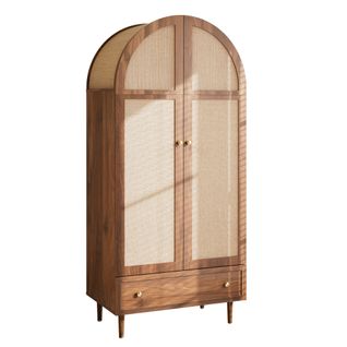 Armoire 79x50x175 Avec Portes Et Tiroirs En Tissu, Base Stable En Bois