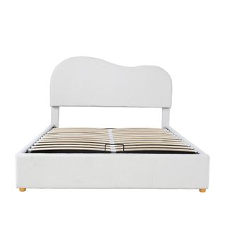 Lit Double 140x200 Cm Avec Tête De Lit Réglable, Sommier à Lattes - Blanc