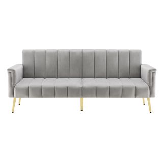 Canapé Convertible En Tissu Velours, Canape 2 Places,avec Fonction Couchage,183x76x75cm,gris