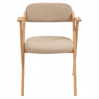 Lot De 2 Chaises Pliantes Avec Coussin En Velours Rembourrée Et Cadre En Bois - Kaki