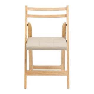 Lot De 2 Chaises Pliantes Avec Coussin En Velours Rembourrée - Bois - Beige