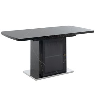 Table à Manger Rectangulaire Moderne 120 Cm-160 Cm - Extensible - Avec Rangement - Noir