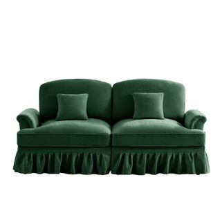 Canapé 2 Places Élégant En Tissu Chenille, Jupe Amovible –Style Classique et Moderne –vert