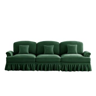 Canapé 3 Places Élégant En Tissu Chenille, Jupe Amovible– Style Classique et Moderne – Vert