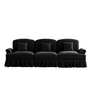 Canapé 3 Places Élégant En Tissu Chenille, Jupe Amovible – Style Classique et Moderne – Noir