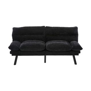 Canapé-lit Avec Dossier Et Accoudoirs Réglables, Design Ergonomique - 165 X 90 X 76 Cm - Noir