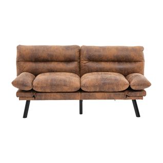 Canapé-lit Avec Dossier Et Accoudoirs Réglables, Design Ergonomique - 165 X 90 X 76 Cm - Café