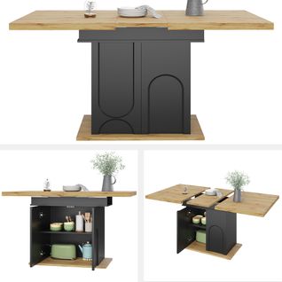 Table à Manger Télescopique Extensible 110-140x80 Avec Rangement, 4-6 Pers