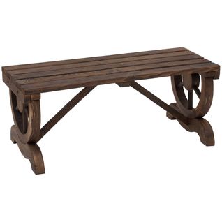 Banc De Jardin Rustique En Bois Résistant Aux Intempéries 98x50x39,5cm, Durable Et Élégant, Vernis