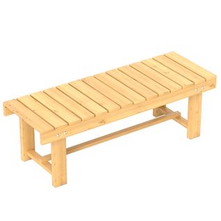 Banc De Jardin En Bois Massif 110x38x35cm, 2 Places, Imperméable Et Durable, Bois