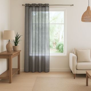 Voilage Léger à L'aspect Lin - 140x240 Cm - Gris Anthracite