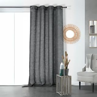 Rideau Tamisant Et Naturel En 100% Lin - 145x260 Cm - Gris Anthracite