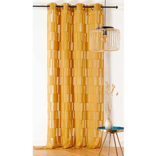 Rideau Voilage Malory Jaune - 140x240 Cm - Œillets - En Polyester - Neuf - Marque Paris Prix