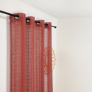 Voilage à Oeillets Motifs Carreaux Alsaciens - 145x260 Cm - Rouge Foncé