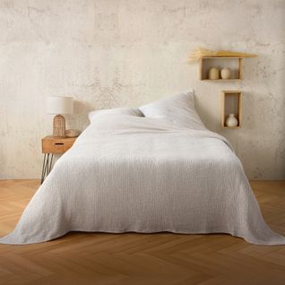 Plaid Ou Couvre Lit 100% Coton Nid D’abeille - 125x150 Cm - Blanc