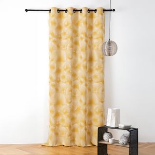 Rideau Jacquard Motif Soleil à Oeillets - 140x260 Cm - Jaune