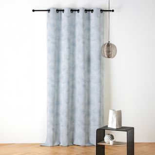 Rideau Jacquard Motif Soleil à Oeillets - 140x260 Cm - Bleu Ciel