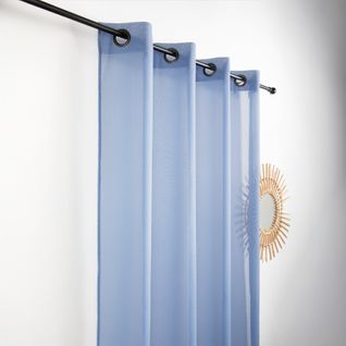 Voilage - Effet Naturel Avec Fils En Relief - 145x240 Cm - Bleu