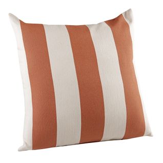 Coussin Décoratif à Rayures Bicolores Au Rendu Satiné - 45x45 Cm - Rouge Orangé