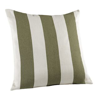 Coussin Décoratif à Rayures Bicolores Au Rendu Satiné - 45x45 Cm - Vert