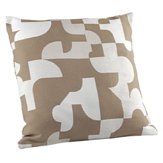 Coussin Jacquard Géométrique Texturé Rétro - 45x45 Cm - Taupe