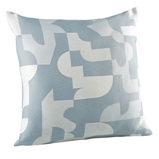 Coussin Jacquard Géométrique Texturé Rétro - 45x45 Cm - Bleu
